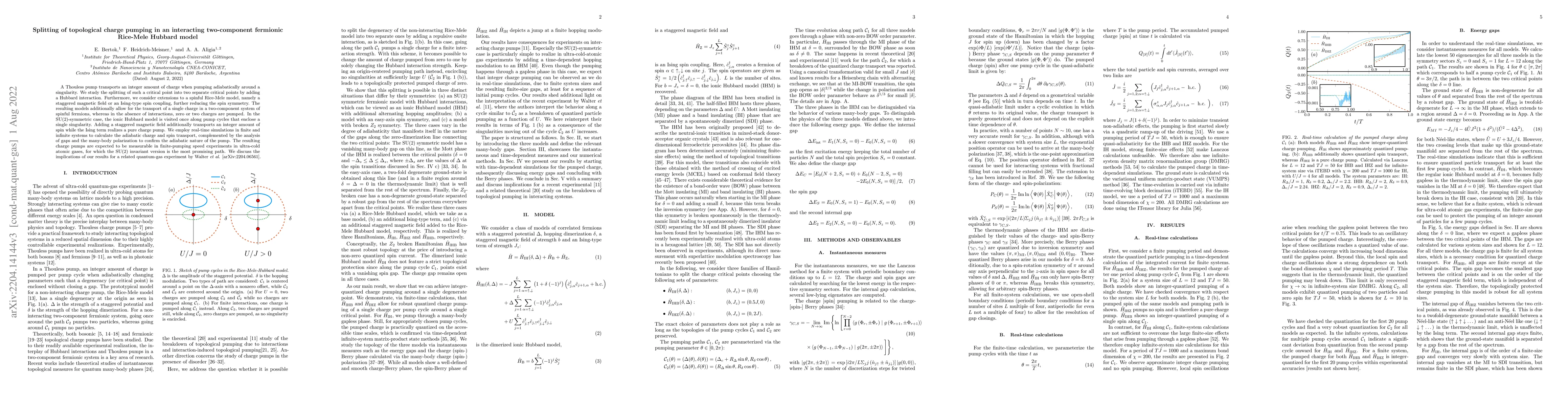 Thumbnail for Splitting of topological charge pumping in an interacting two-component
  fermionic Rice-Mele Hubbard model