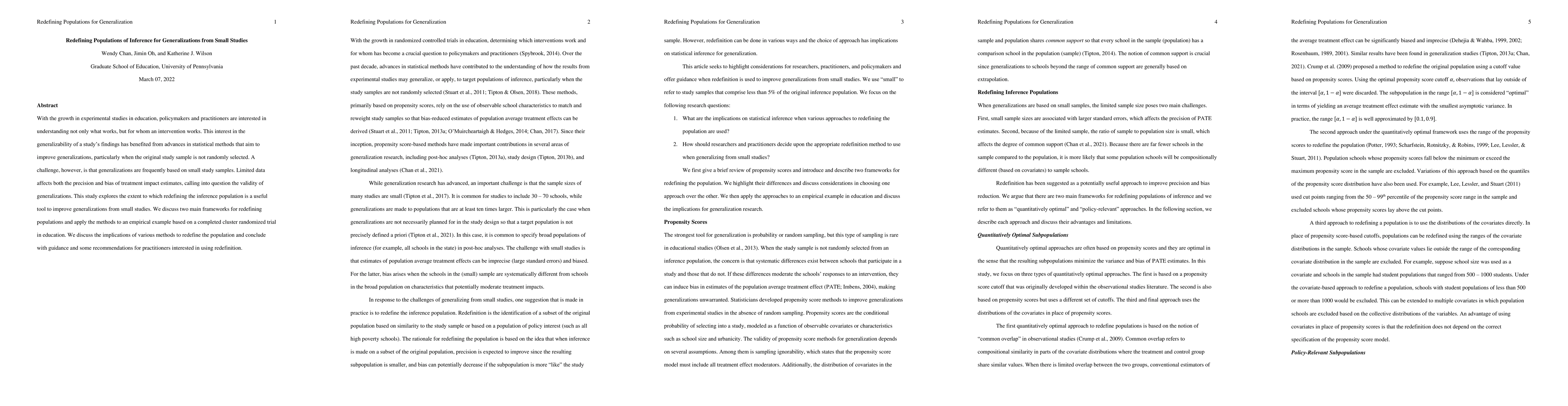 Thumbnail for Redefining Populations of Inference for Generalizations from Small
  Studies
