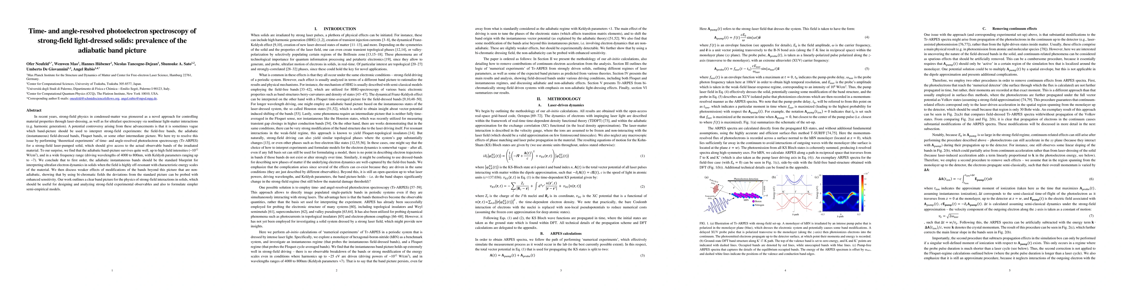 Thumbnail for Time- and angle-resolved photoelectron spectroscopy of strong-field
  light-dressed solids: prevalence of the adiabatic band picture