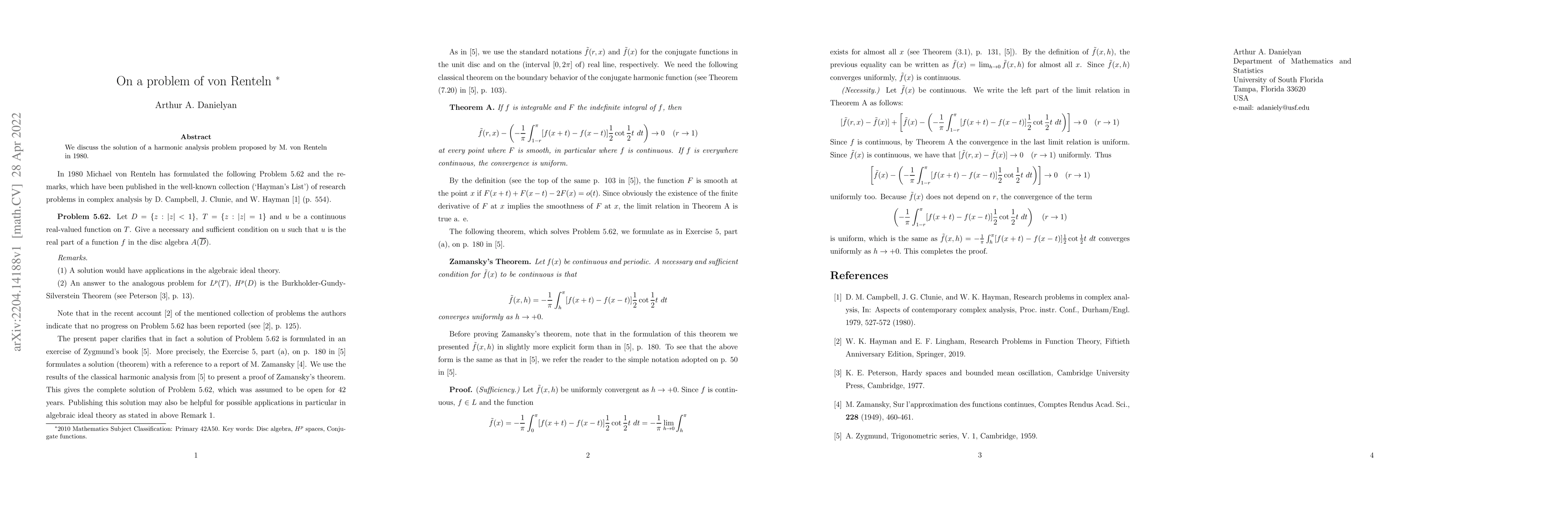 Thumbnail for On a problem of von Renteln