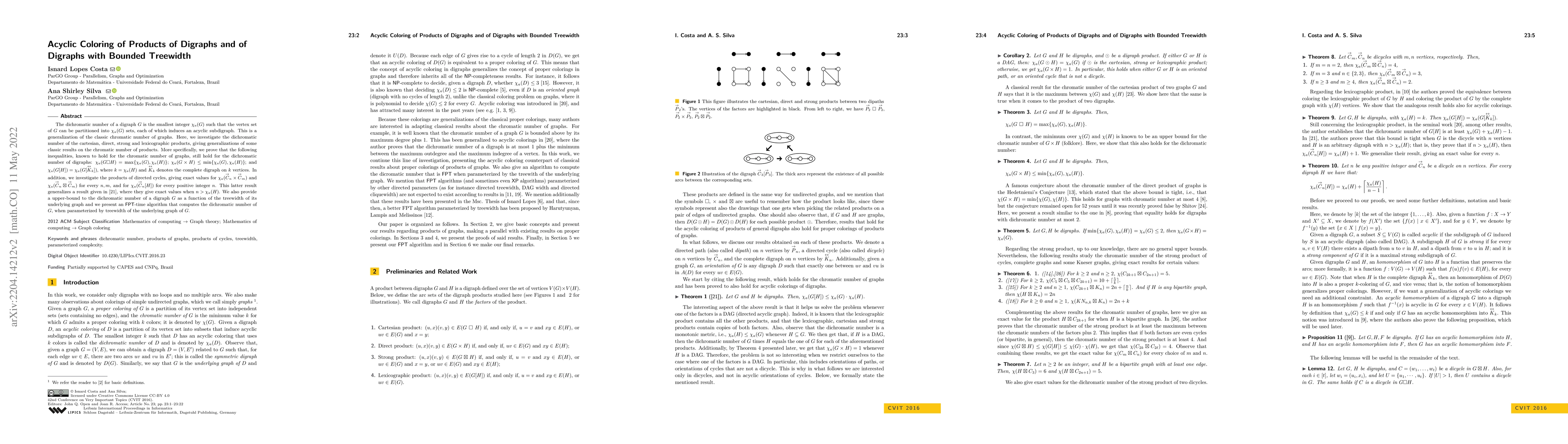Thumbnail for Acyclic Coloring of Products of Digraphs and of Digraphs with Bounded
  Treewidth