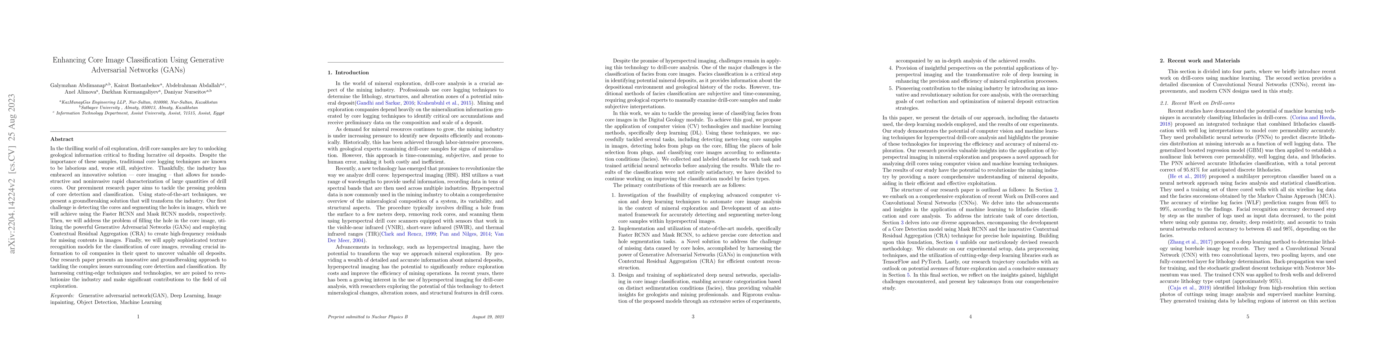 Thumbnail for Enhancing Core Image Classification Using Generative Adversarial
  Networks (GANs)