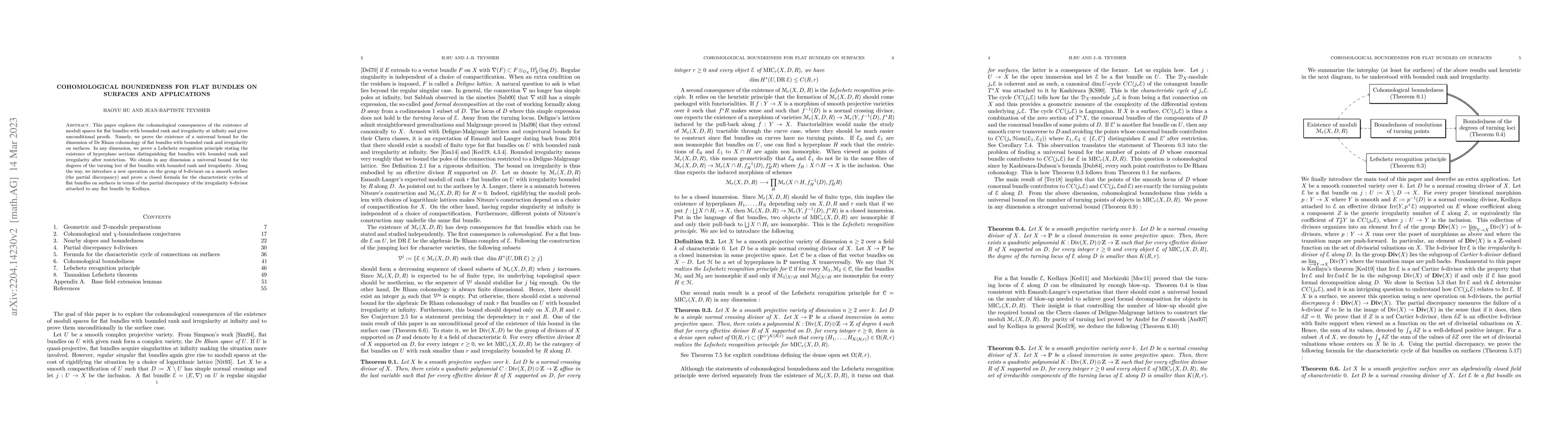 Thumbnail for Cohomological boundedness for flat bundles on surfaces and applications