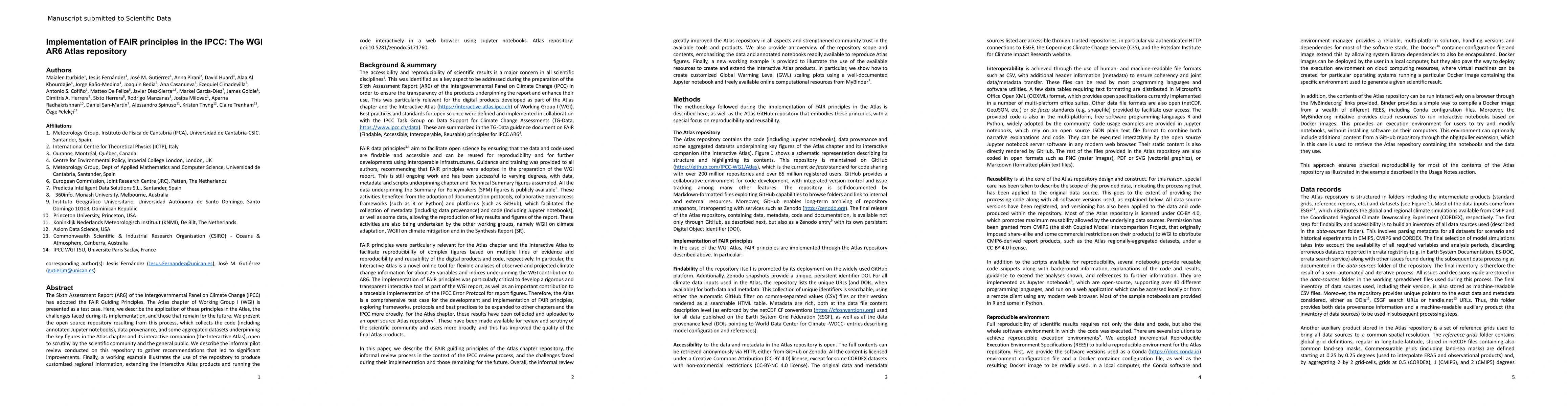 Thumbnail for Implementation of FAIR principles in the IPCC: The WGI AR6 Atlas
  repository