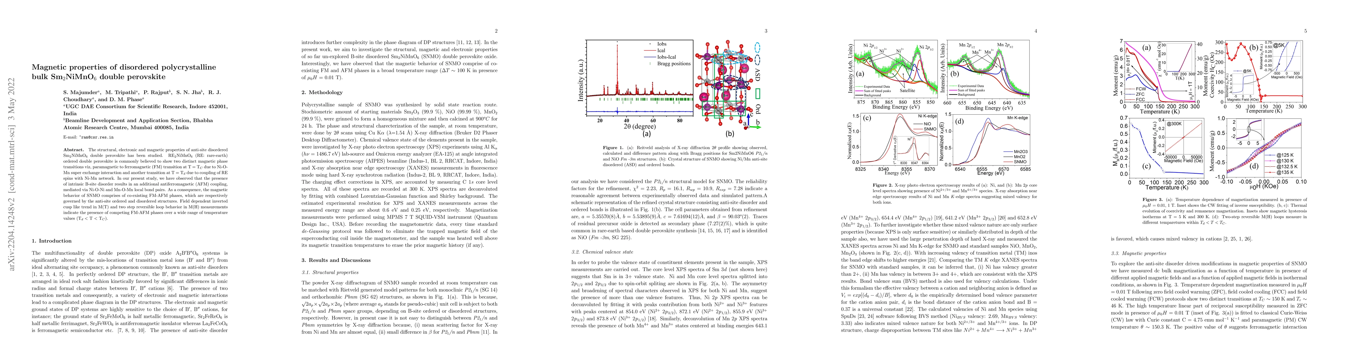Thumbnail for Magnetic properties of disordered polycrystalline bulk Sm$ _{2} $NiMnO$
  _{6} $ double perovskite