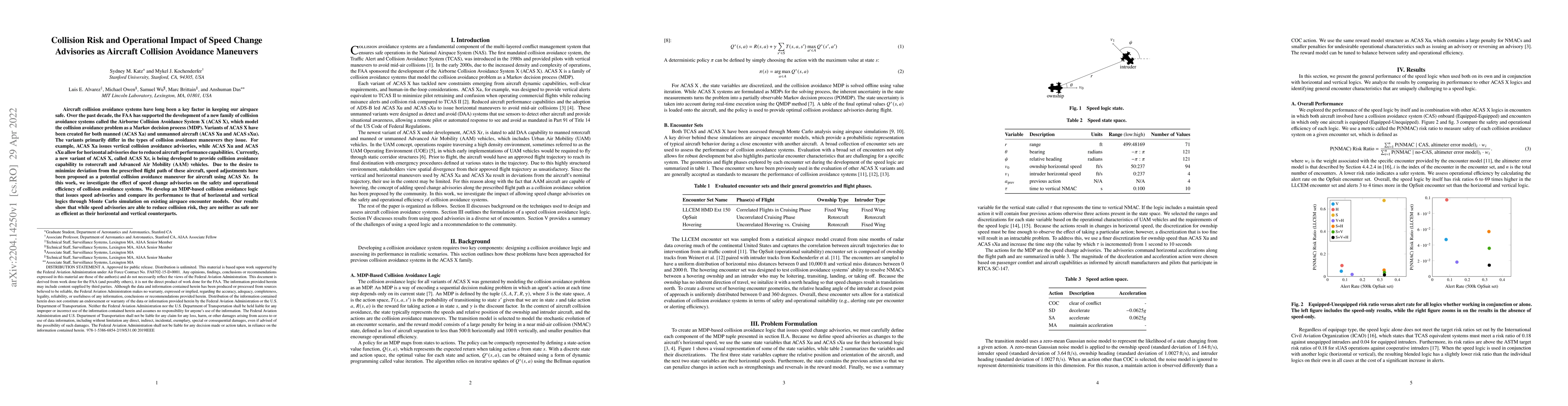 Thumbnail for Collision Risk and Operational Impact of Speed Change Advisories as
  Aircraft Collision Avoidance Maneuvers