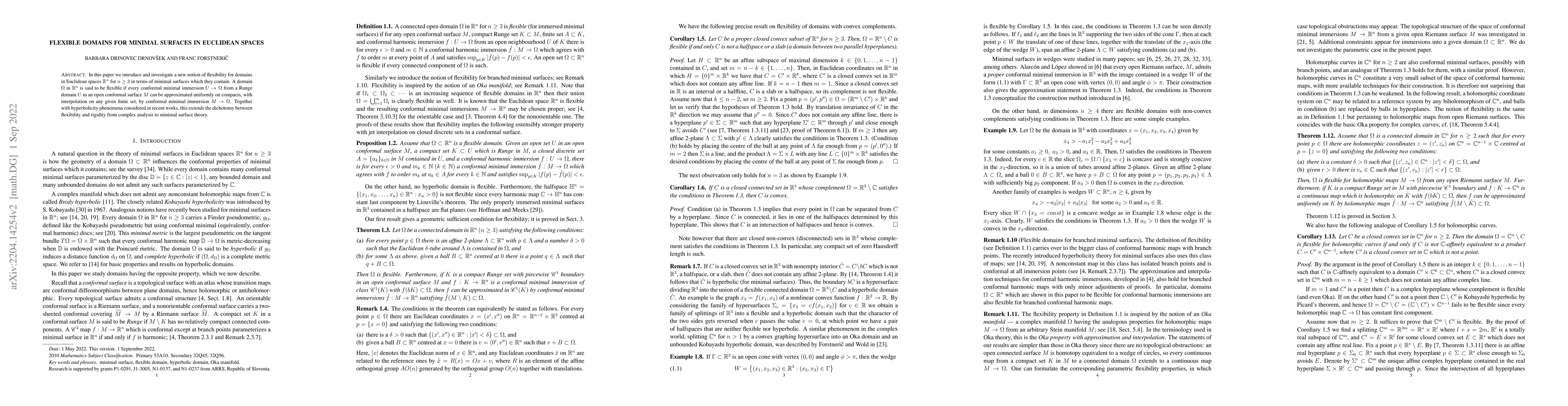 Thumbnail for Flexible domains for minimal surfaces in Euclidean spaces
