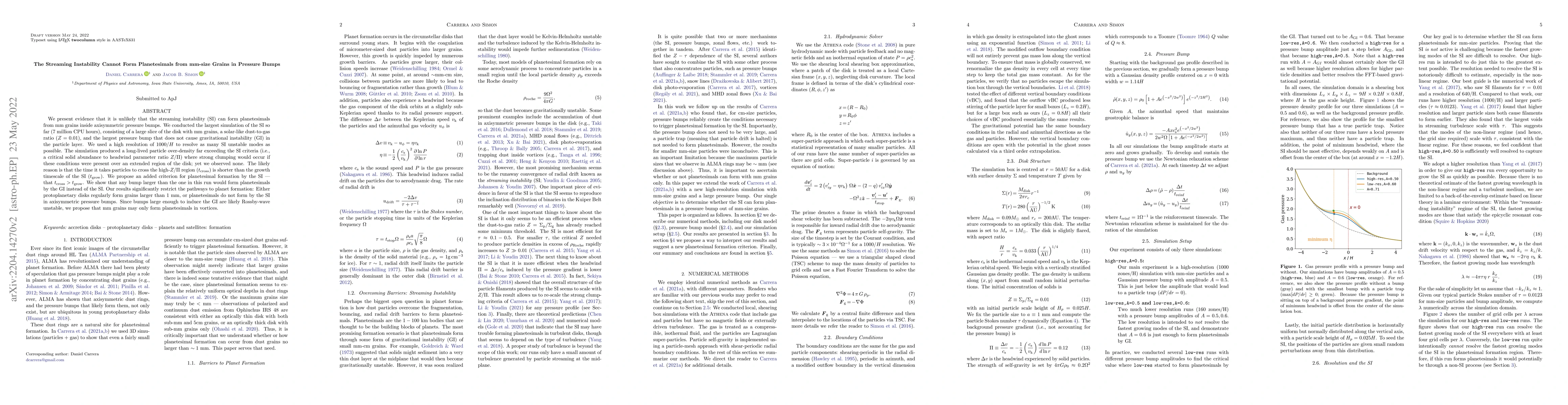 Thumbnail for The Streaming Instability Cannot Form Planetesimals from mm-size Grains
  in Pressure Bumps