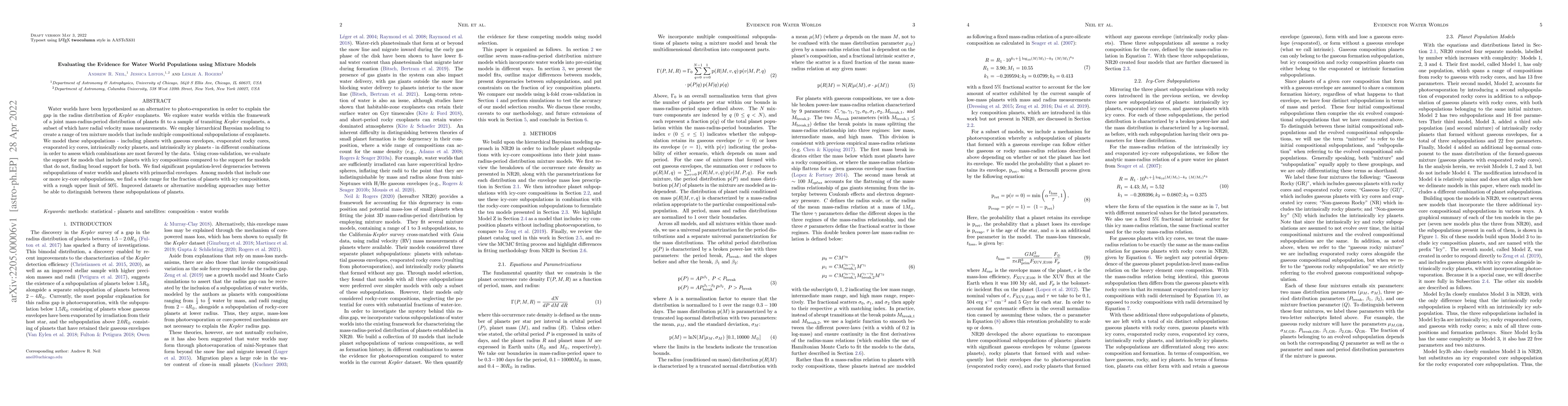 Thumbnail for Evaluating the Evidence for Water World Populations using Mixture Models