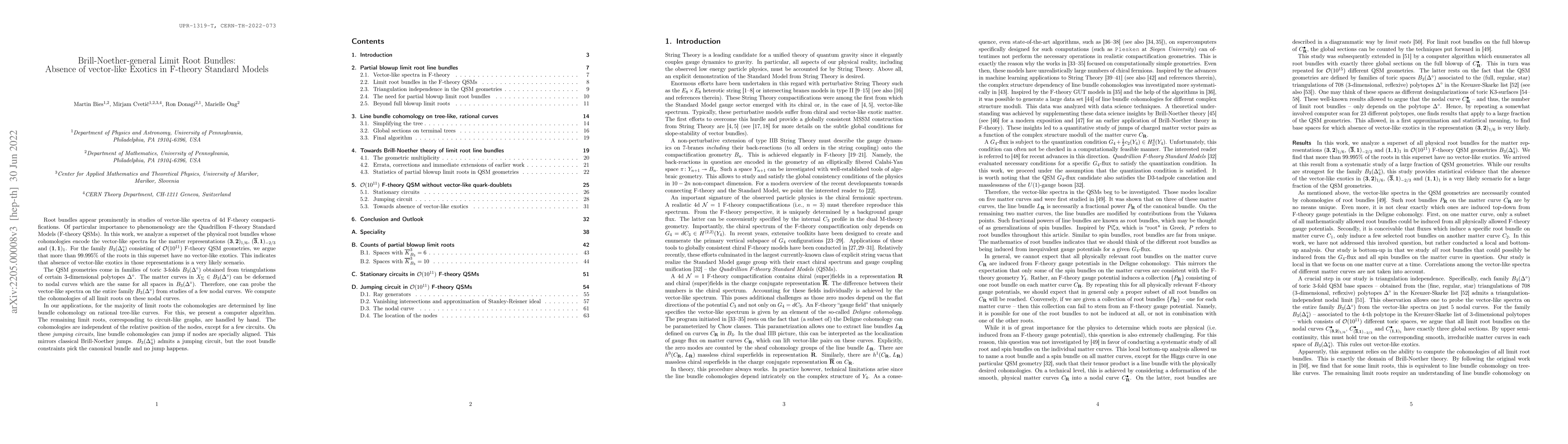 Thumbnail for Brill-Noether-general Limit Root Bundles: Absence of vector-like Exotics
  in F-theory Standard Models