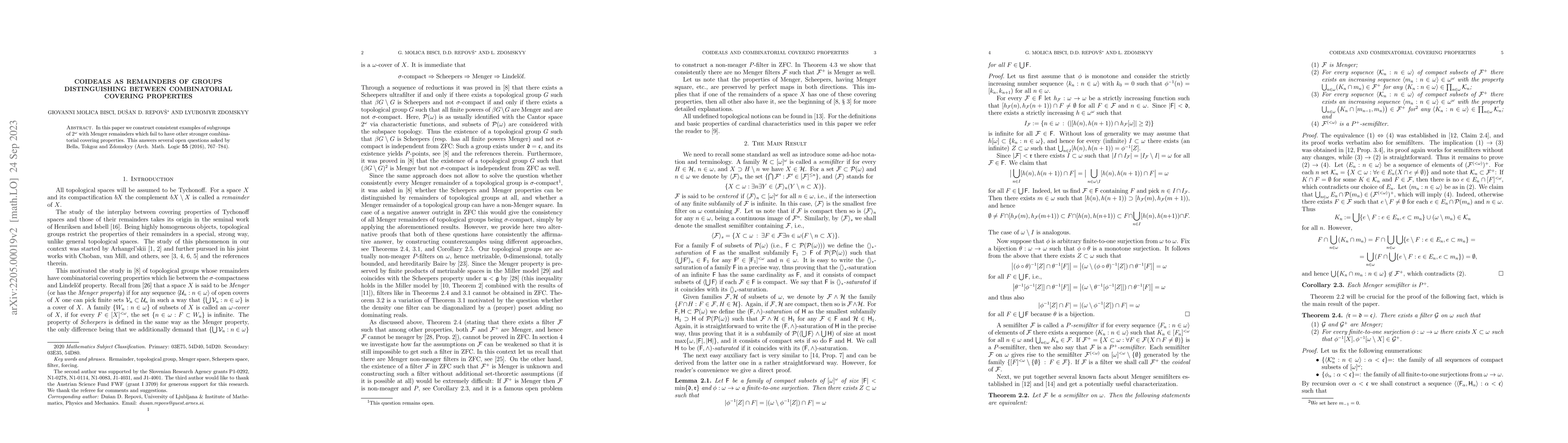 Thumbnail for Coideals as remainders of groups distinguishing between combinatorial
  covering properties