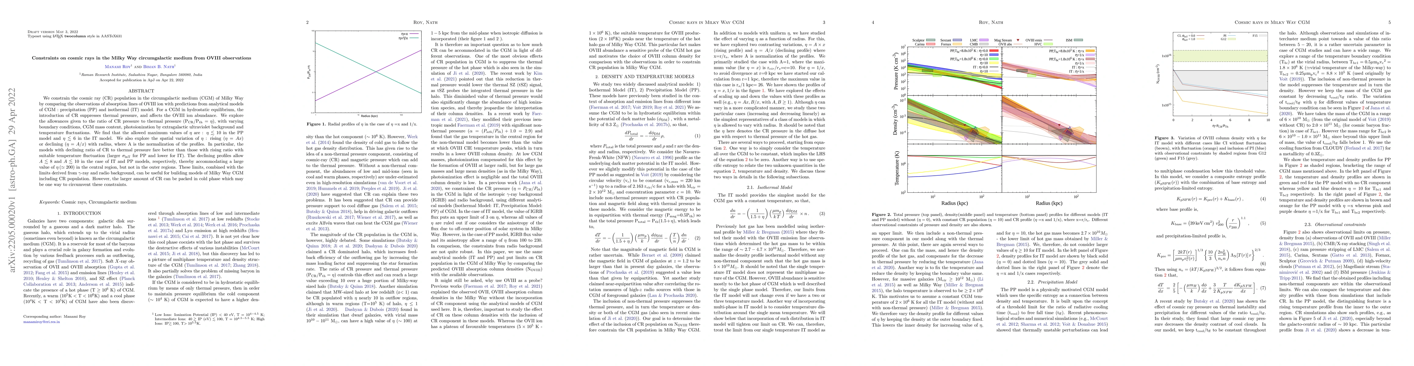 Thumbnail for Constraints on cosmic rays in the Milky Way circumgalactic medium from
  OVIII observations