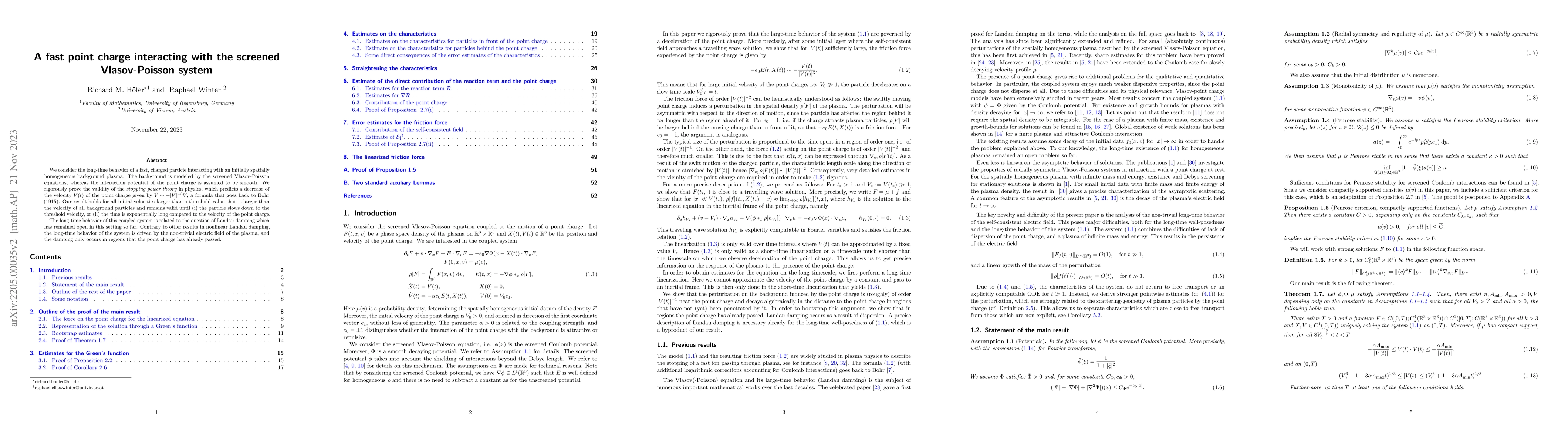 Thumbnail for A fast point charge interacting with the screened Vlasov-Poisson system