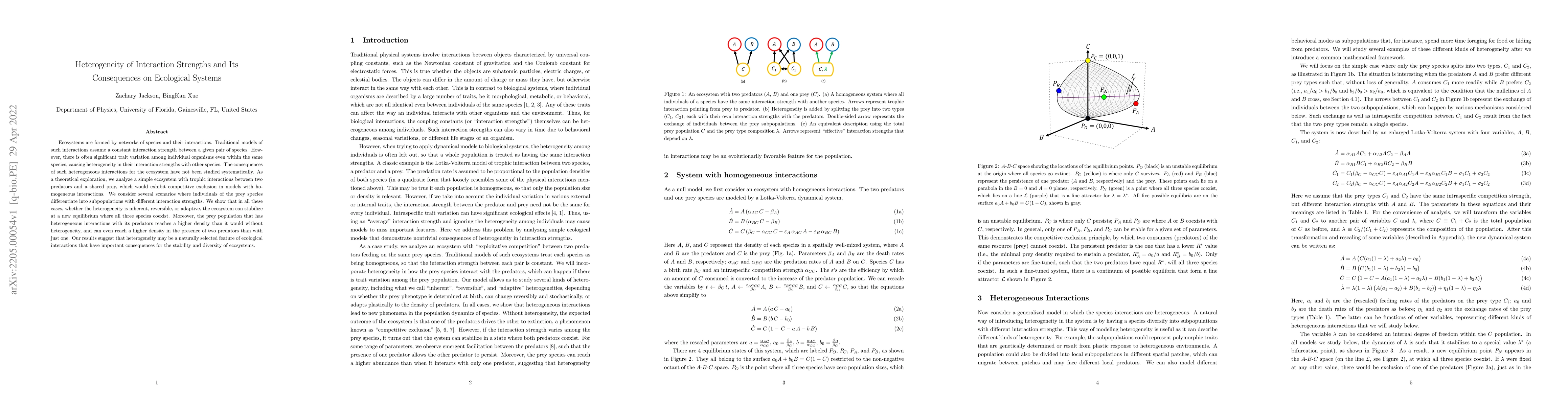 Thumbnail for Heterogeneity of Interaction Strengths and Its Consequences on
  Ecological Systems