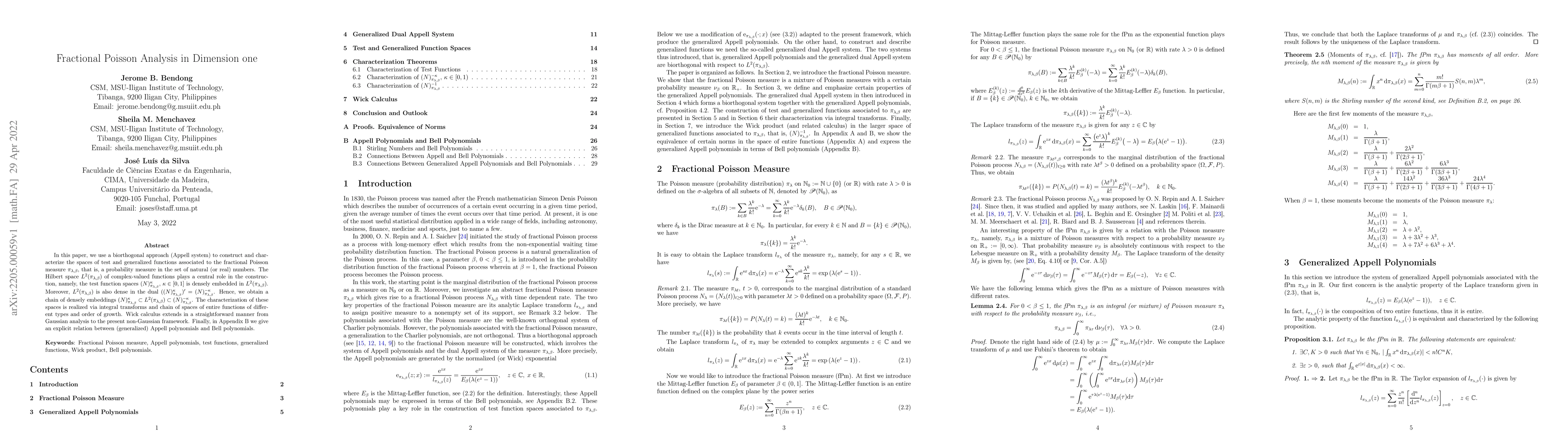 Thumbnail for Fractional Poisson Analysis in Dimension one