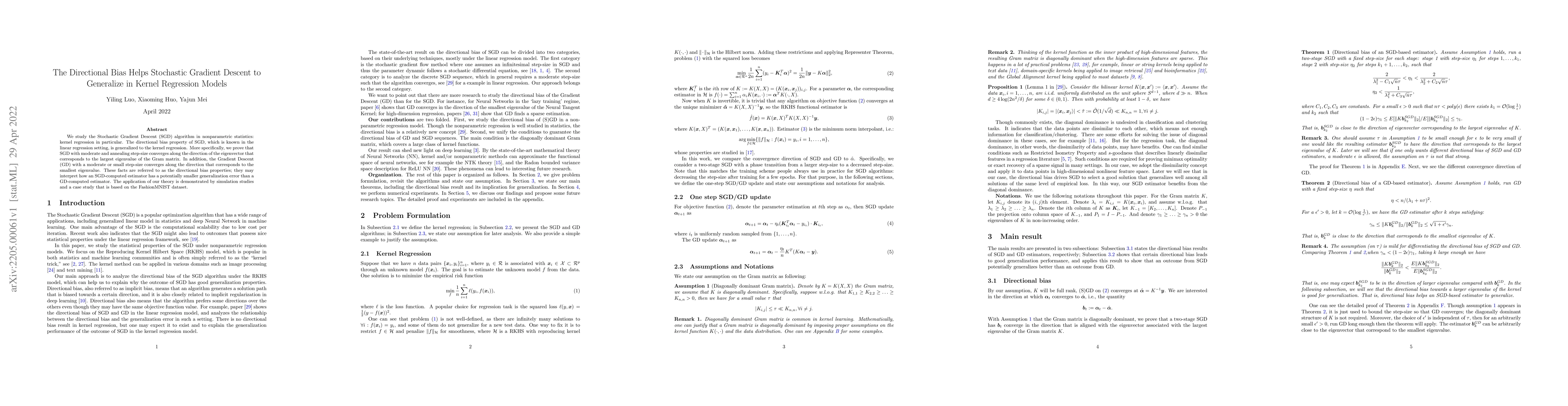 Thumbnail for The Directional Bias Helps Stochastic Gradient Descent to Generalize in
  Kernel Regression Models