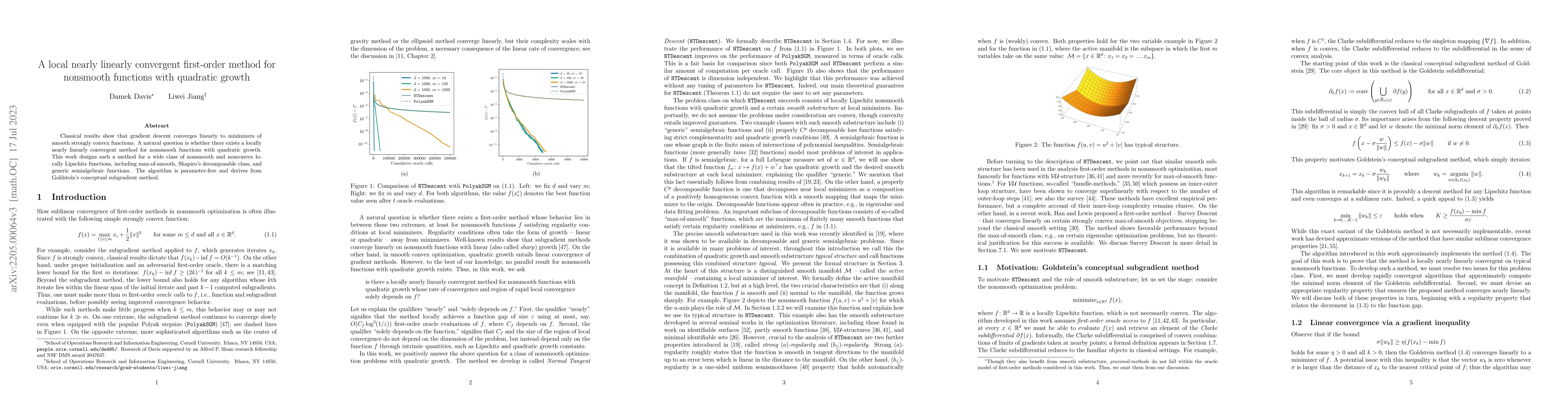 Thumbnail for A nearly linearly convergent first-order method for nonsmooth functions
  with quadratic growth