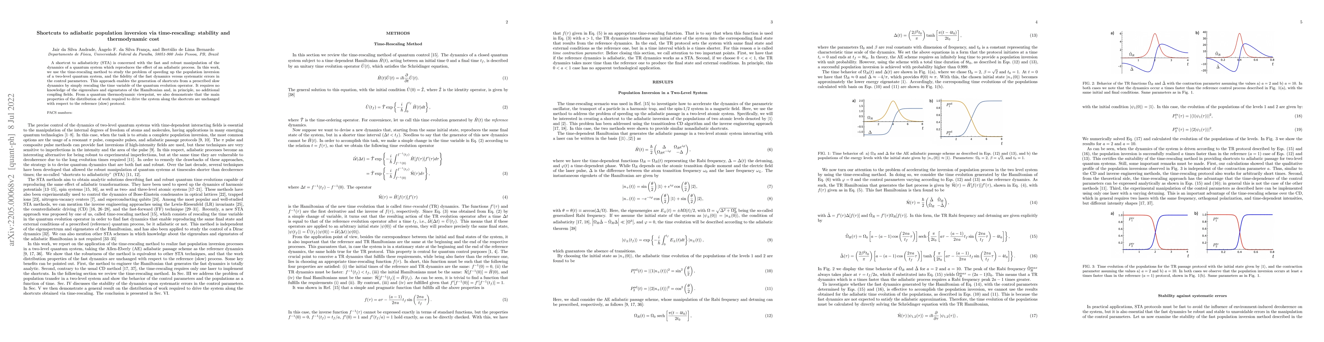 Thumbnail for Shortcuts to adiabatic population inversion via time-rescaling:
  stability and thermodynamic cost