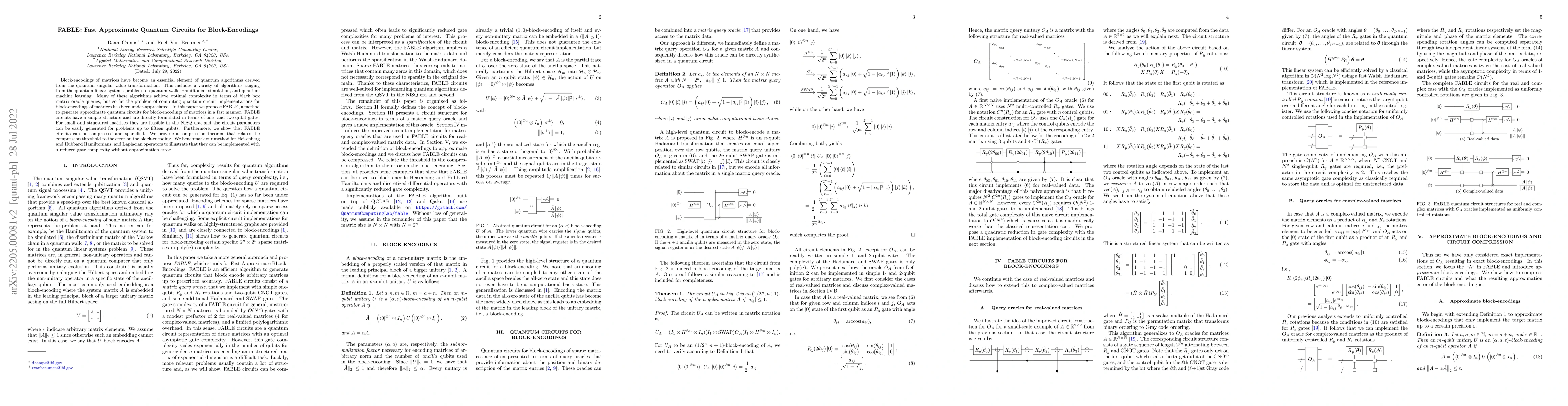 Thumbnail for FABLE: Fast Approximate Quantum Circuits for Block-Encodings
