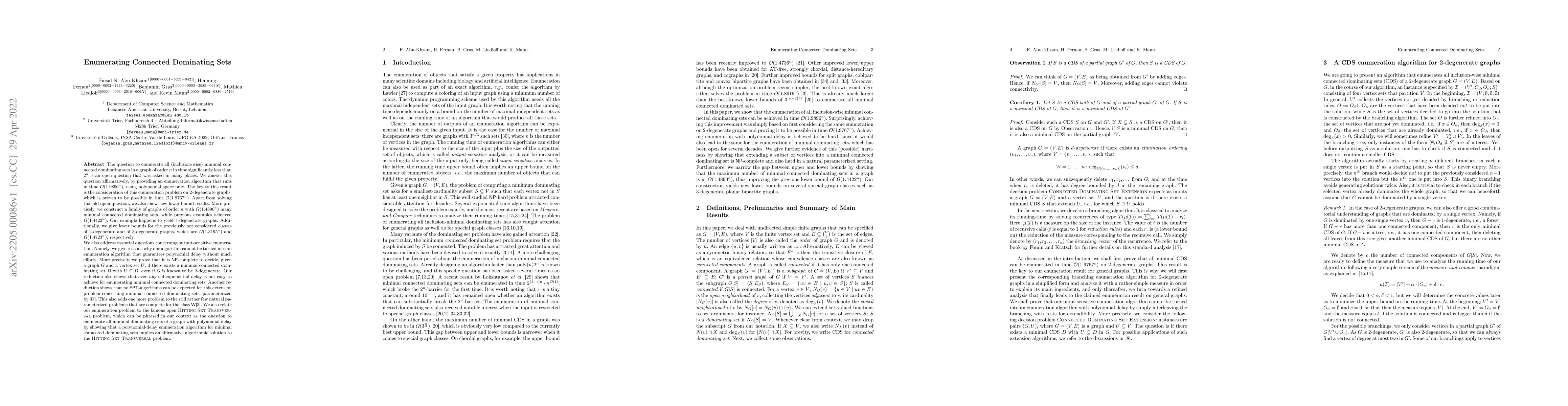 Thumbnail for Enumerating Connected Dominating Sets