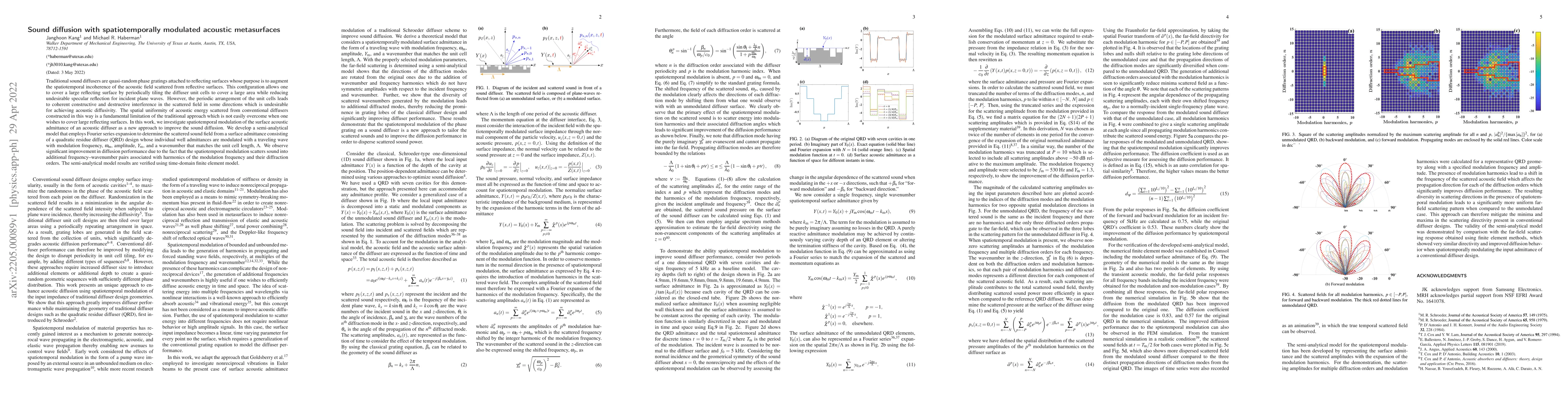 Thumbnail for Sound diffusion with spatiotemporally modulated acoustic metasurfaces