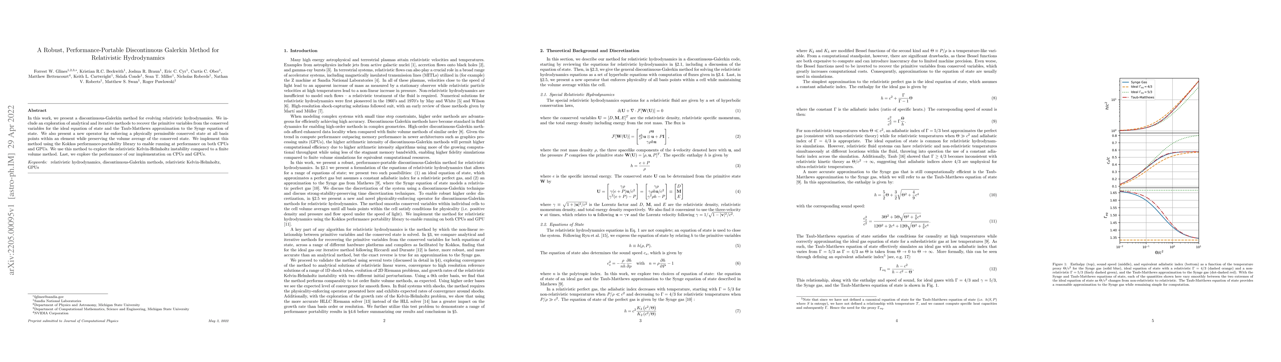 Thumbnail for A Robust, Performance-Portable Discontinuous Galerkin Method for
  Relativistic Hydrodynamics