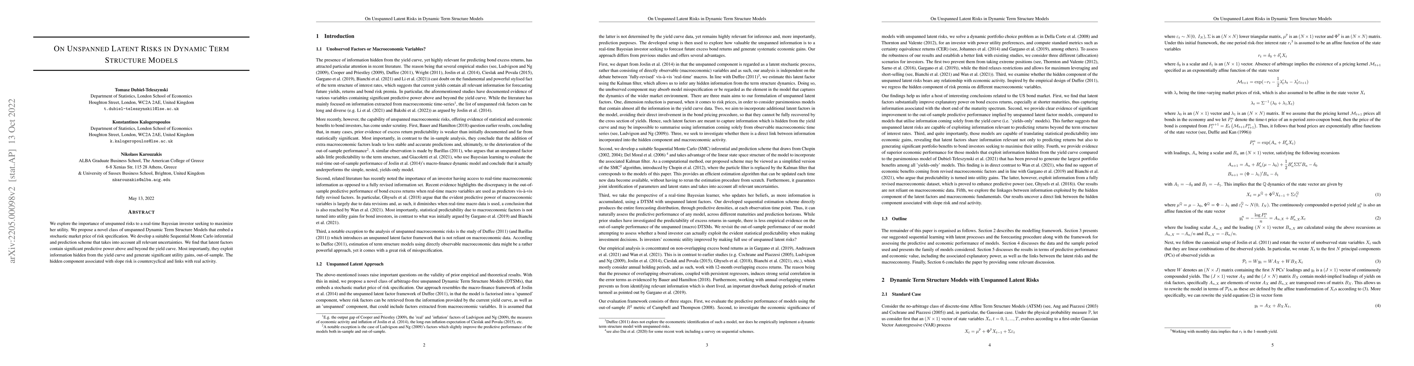 Thumbnail for On Unspanned Latent Risks in Dynamic Term Structure Models