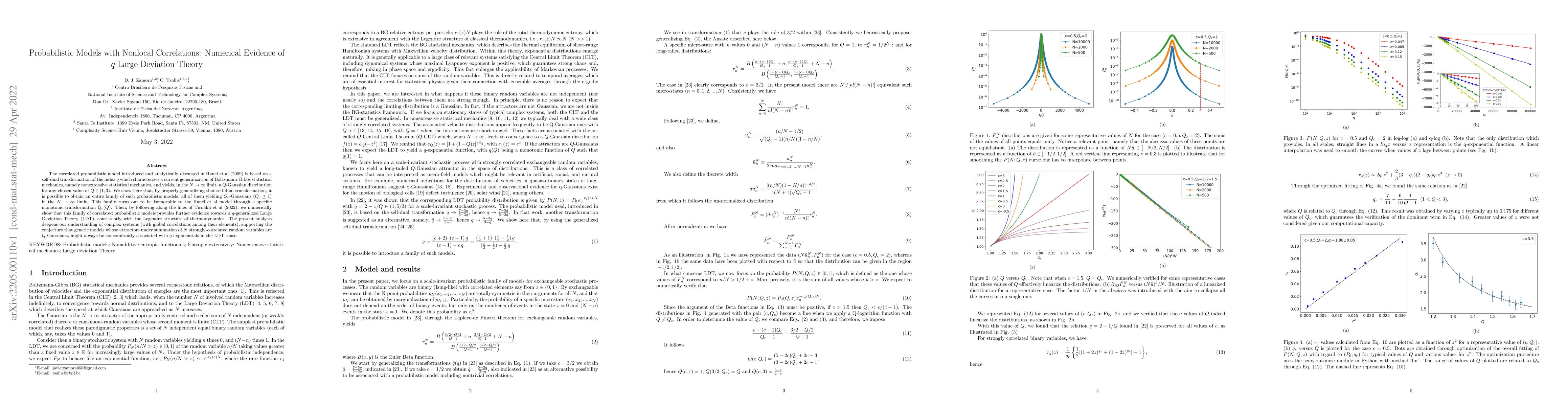Thumbnail for Probabilistic Models with Nonlocal Correlations: Numerical Evidence of
  q-Large Deviation Theory