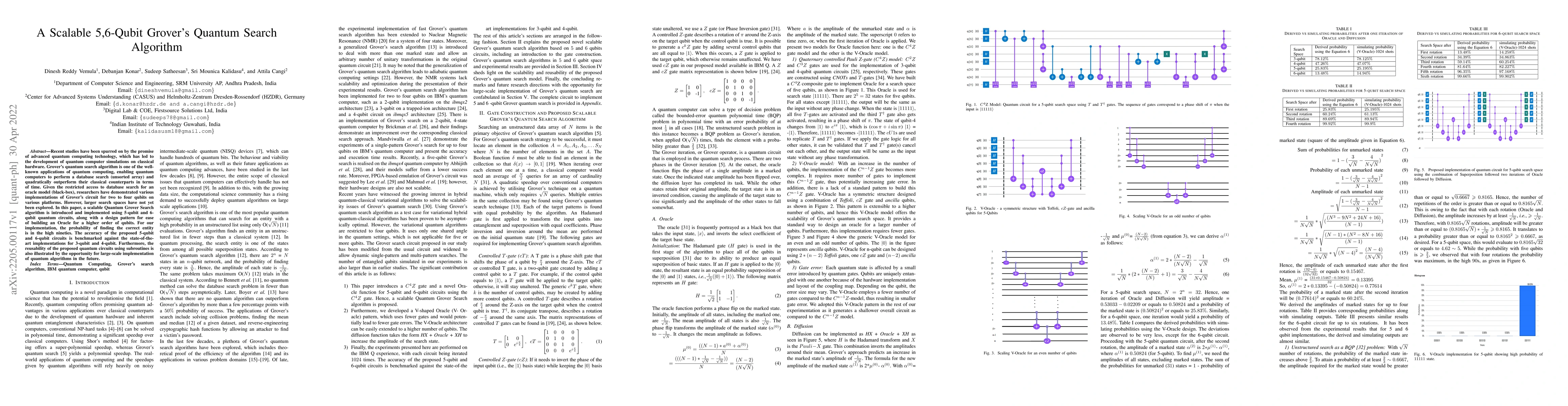 Thumbnail for A Scalable 5,6-Qubit Grover's Quantum Search Algorithm