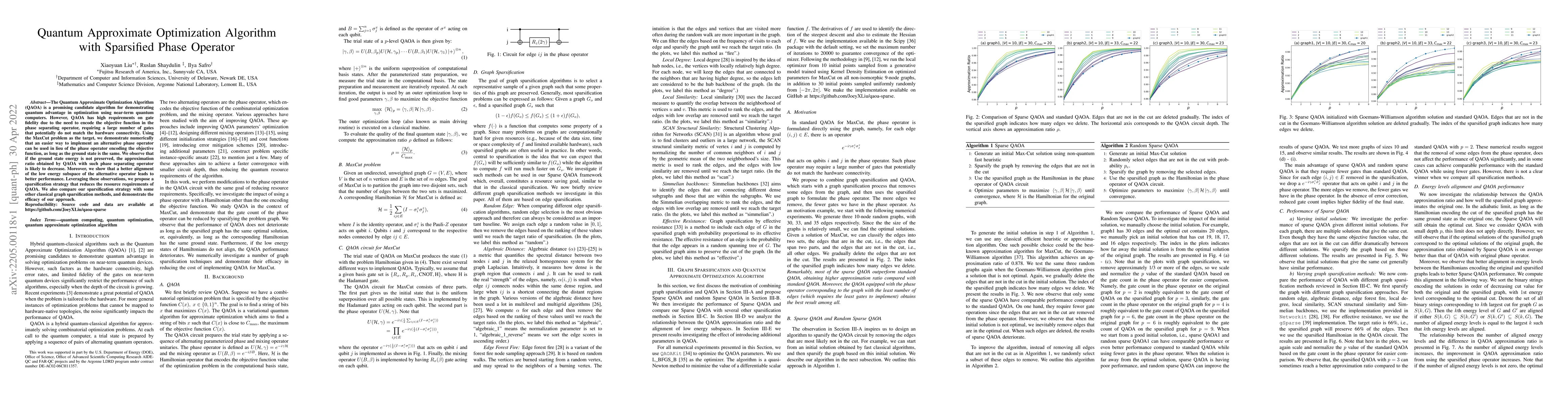 Thumbnail for Quantum Approximate Optimization Algorithm with Sparsified Phase
  Operator