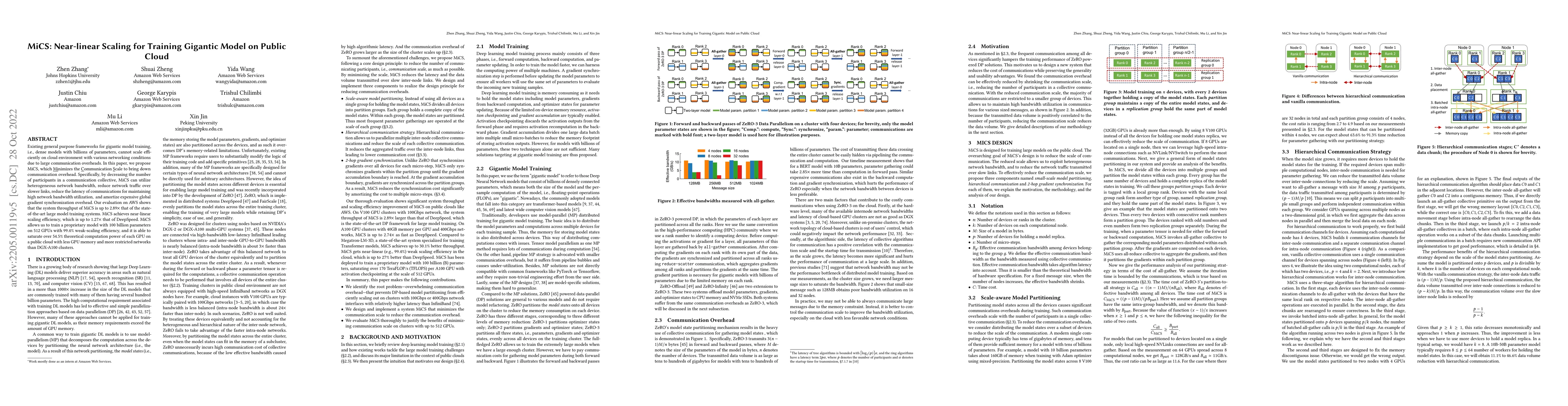 Thumbnail for MiCS: Near-linear Scaling for Training Gigantic Model on Public Cloud