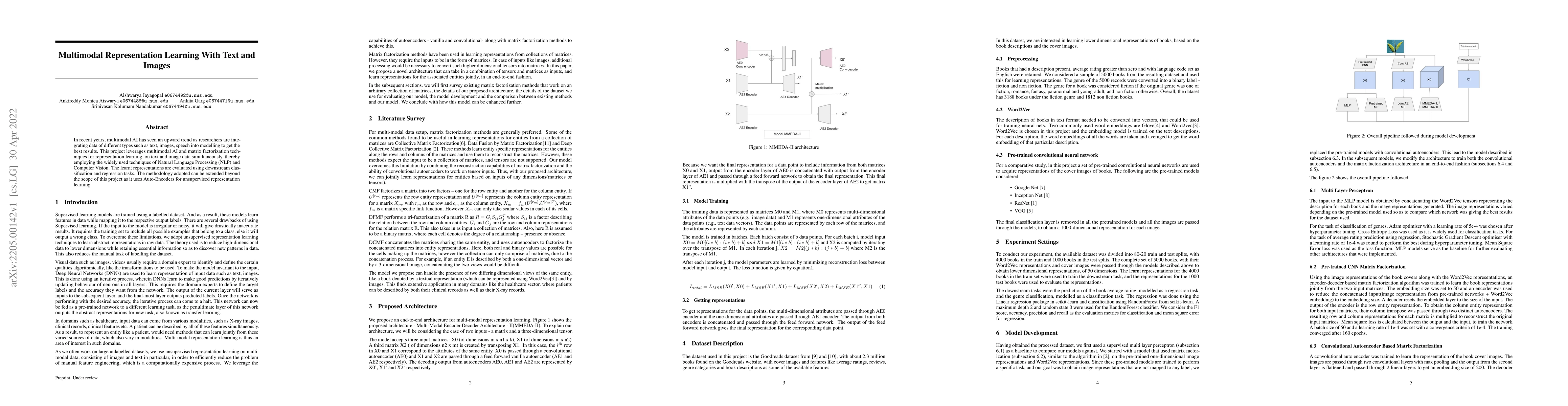 Thumbnail for Multimodal Representation Learning With Text and Images