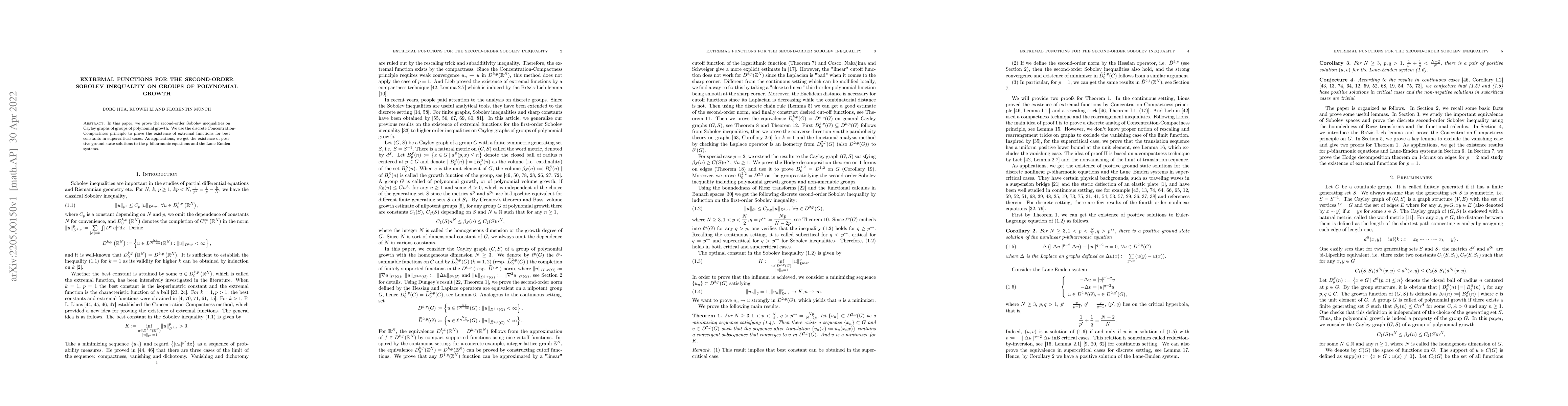 Thumbnail for Extremal functions for the second-order Sobolev inequality on groups of
  polynomial growth