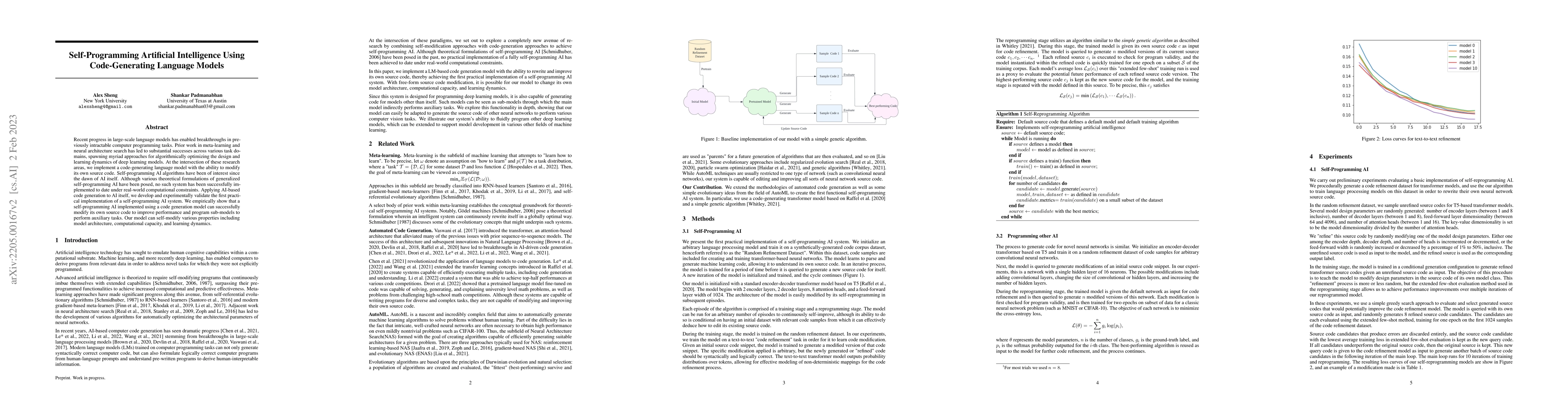 Thumbnail for Self-Programming Artificial Intelligence Using Code-Generating Language
  Models