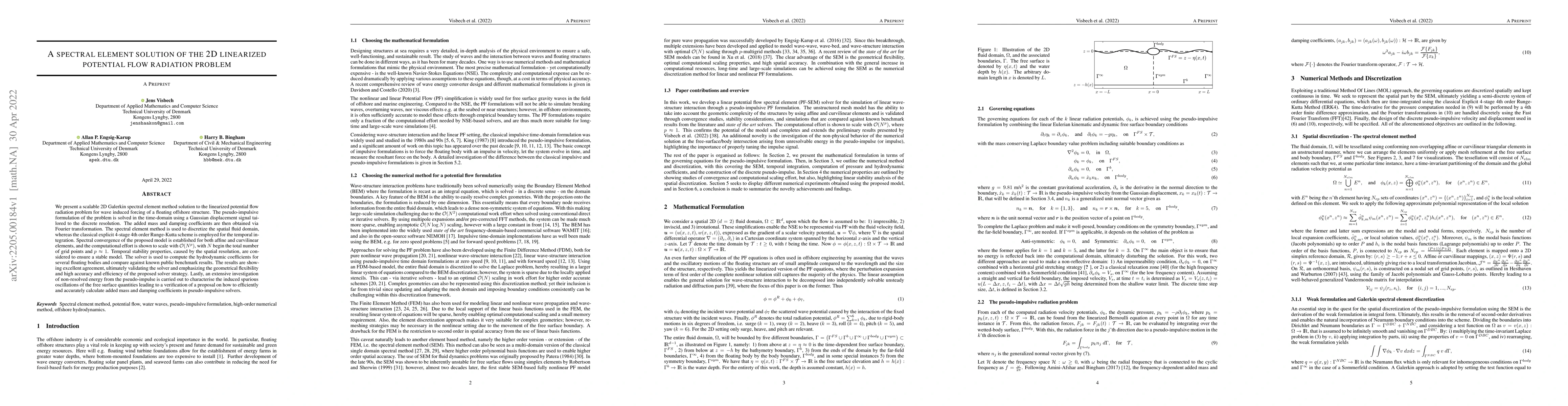 Thumbnail for A spectral element solution of the 2D linearized potential flow
  radiation problem