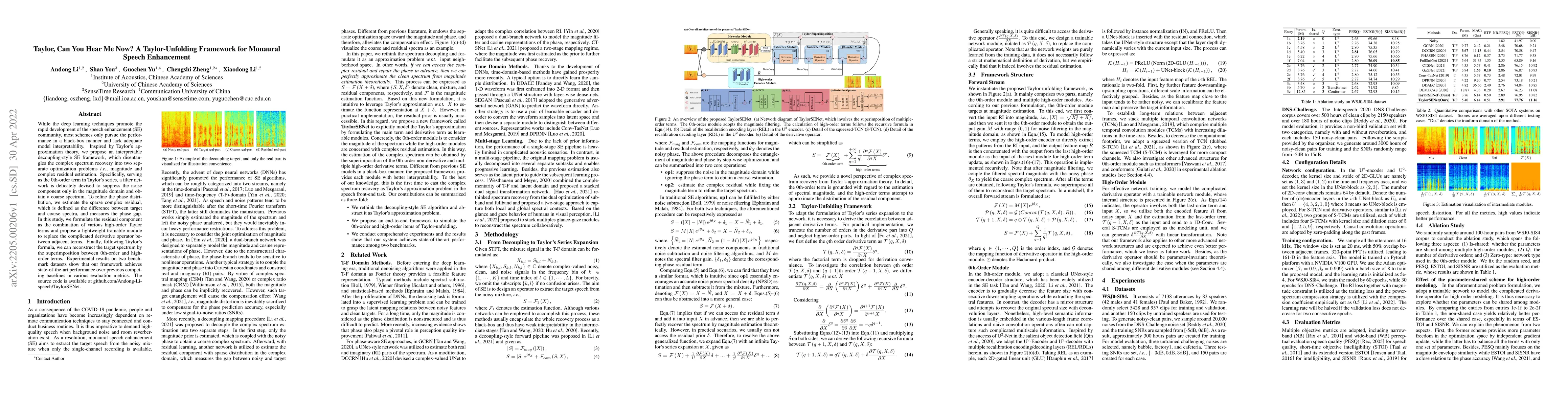 Thumbnail for Taylor, Can You Hear Me Now? A Taylor-Unfolding Framework for Monaural
  Speech Enhancement