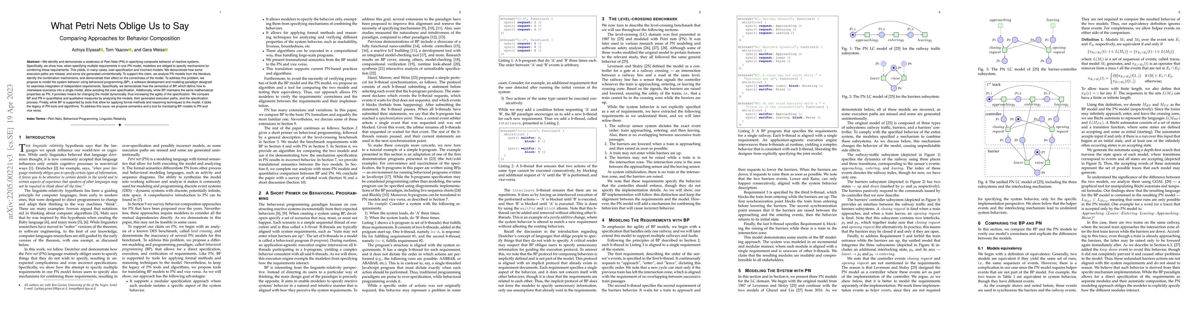 Thumbnail for What Petri Net Obliges Us to Say: Comparing Approaches for Behavior
  Composition