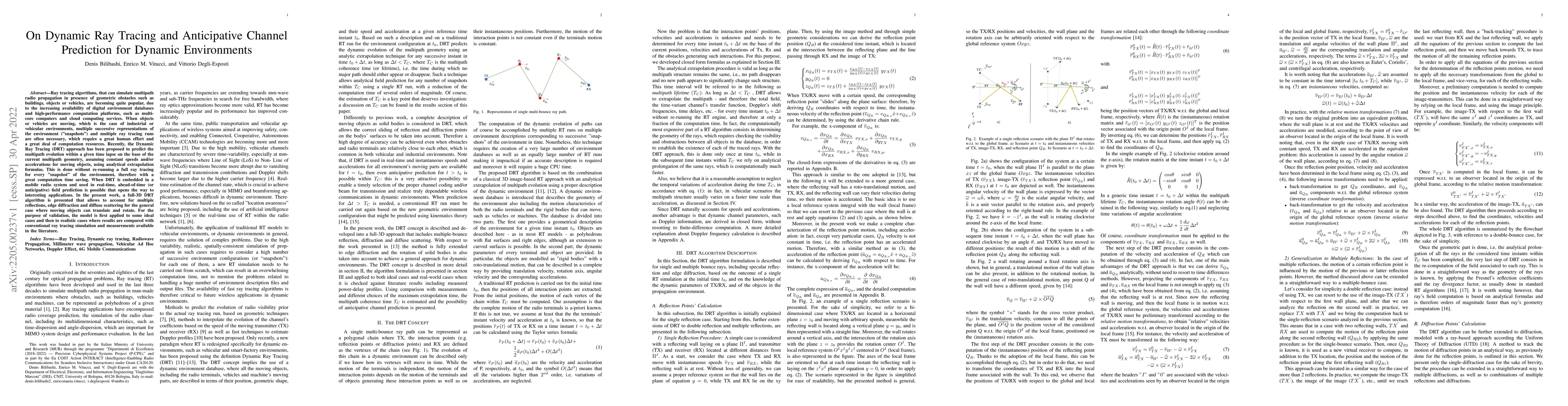 Thumbnail for On Dynamic Ray Tracing and Anticipative Channel Prediction for Dynamic
  Environments