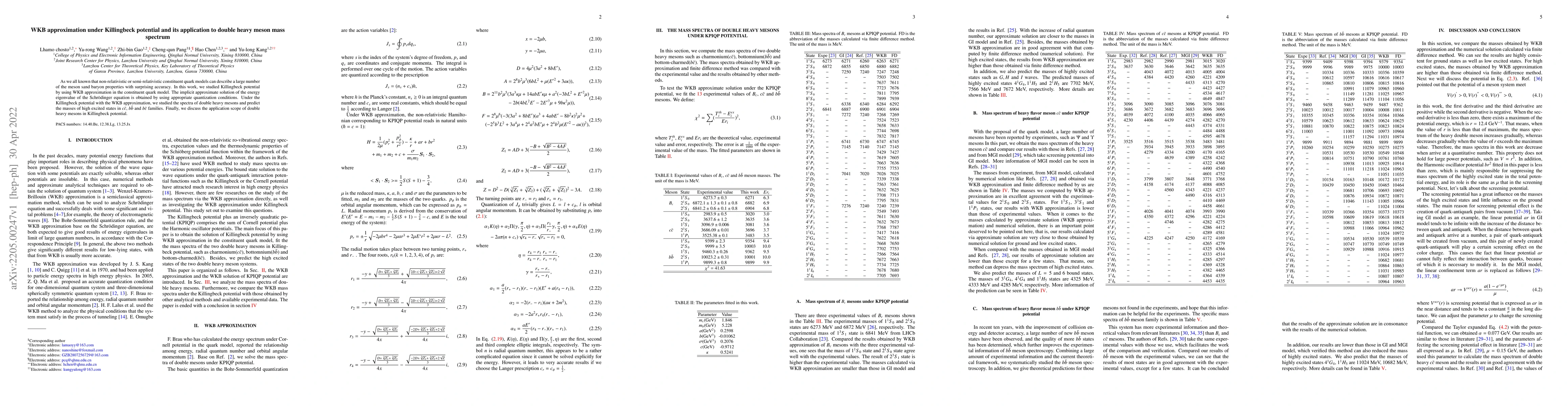 Thumbnail for WKB approximation under Killingbeck potential and its application to
  double heavy meson mass spectrum