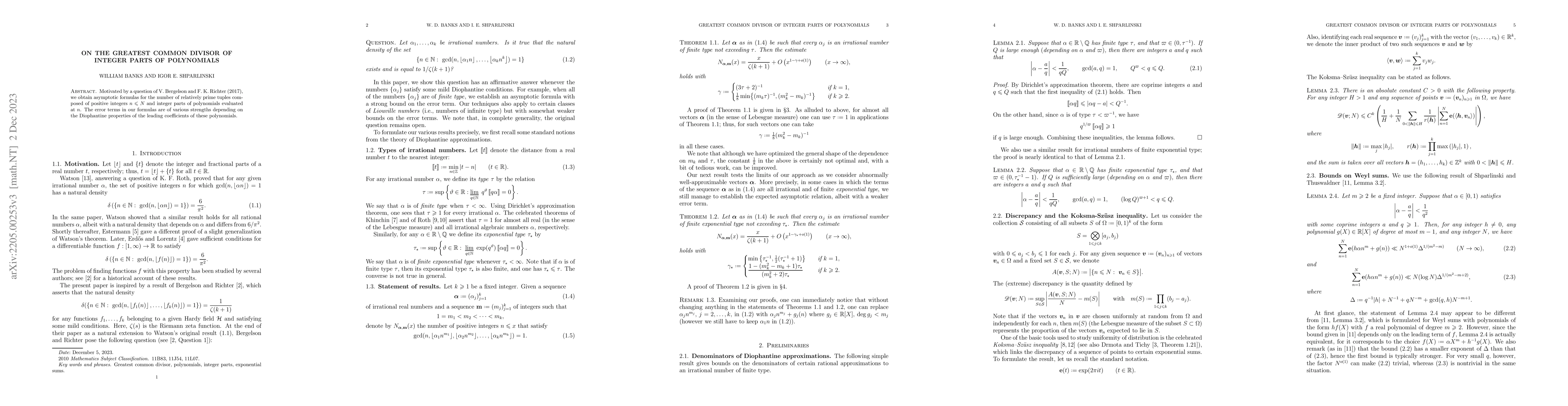 Thumbnail for On the greatest common divisor of integer parts of polynomials
