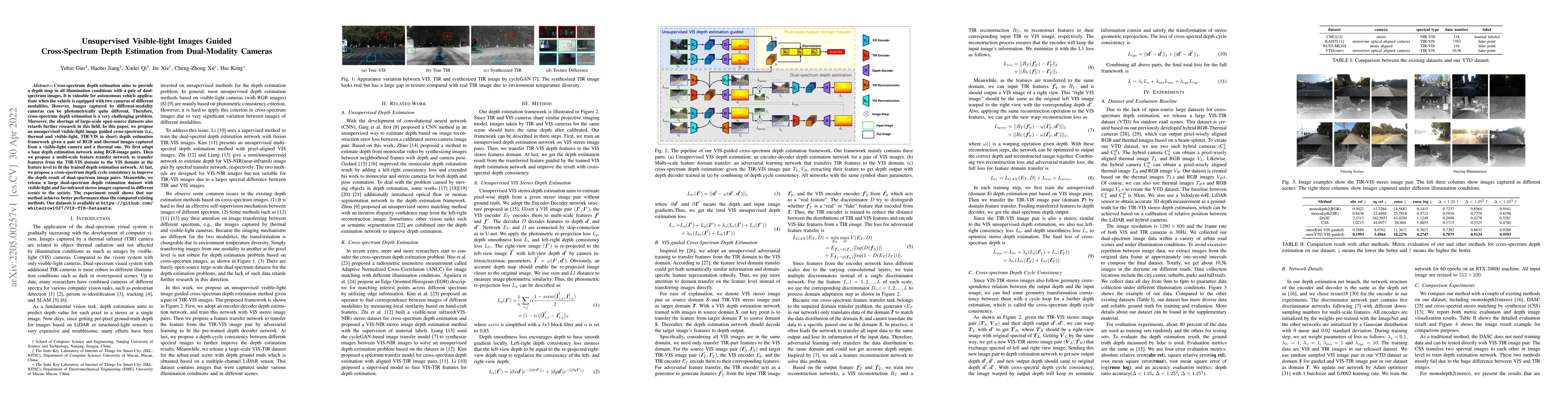 Thumbnail for Unsupervised Visible-light Images Guided Cross-Spectrum Depth Estimation
  from Dual-Modality Cameras