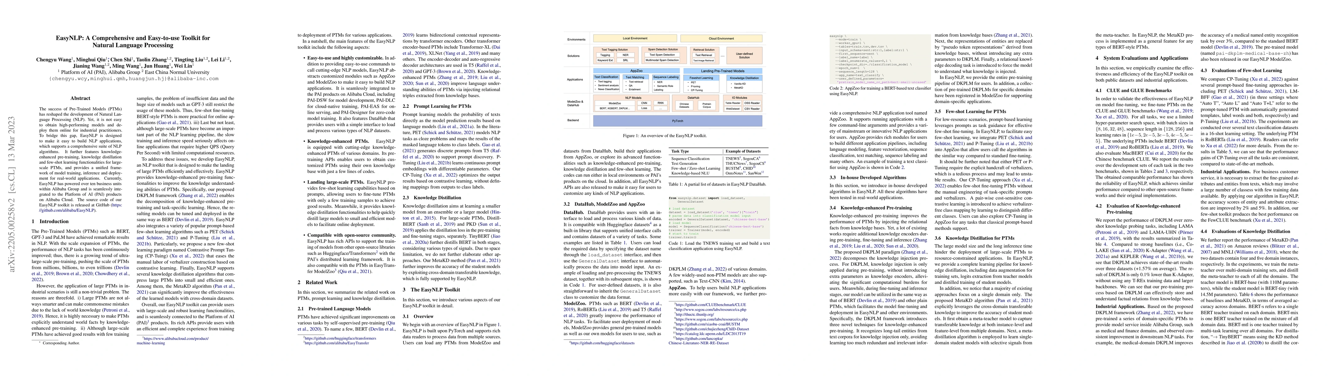 Thumbnail for EasyNLP: A Comprehensive and Easy-to-use Toolkit for Natural Language
  Processing