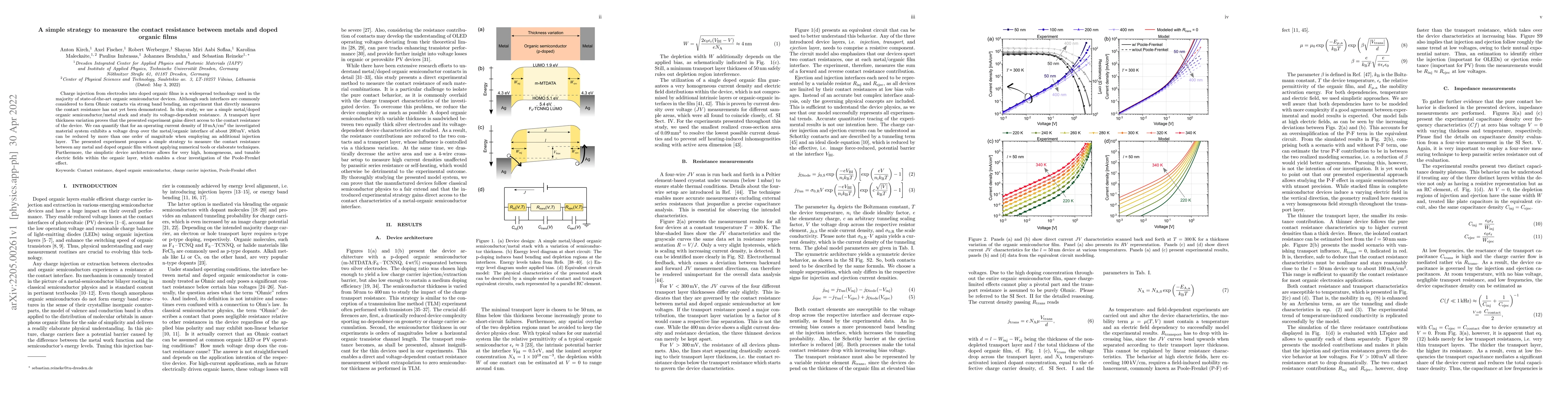 Thumbnail for A simple strategy to measure the contact resistance between metals and
  doped organic films
