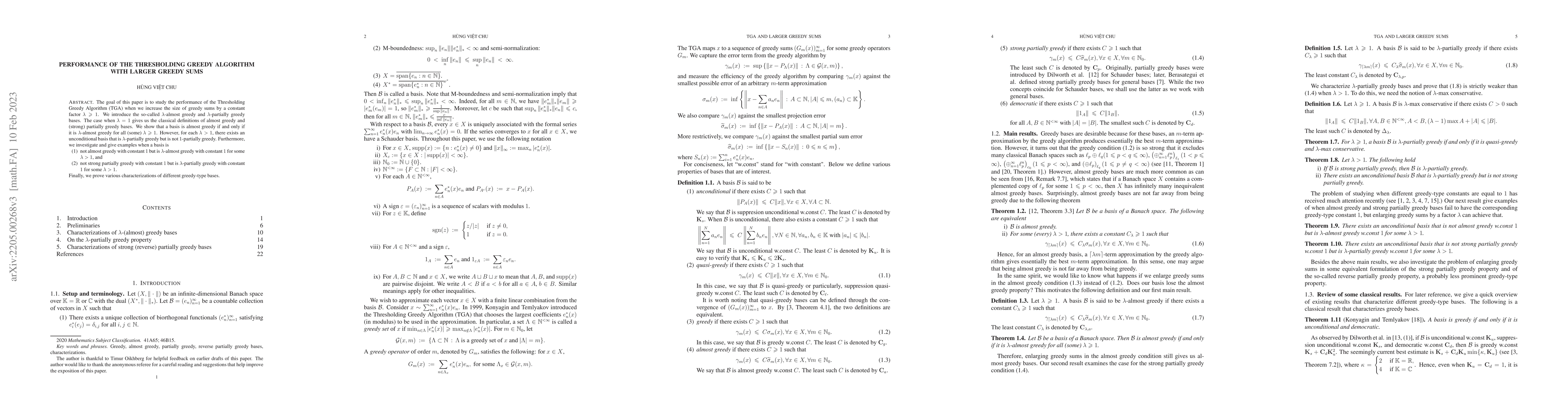 Thumbnail for Performance of the Thresholding Greedy Algorithm with Larger Greedy Sums