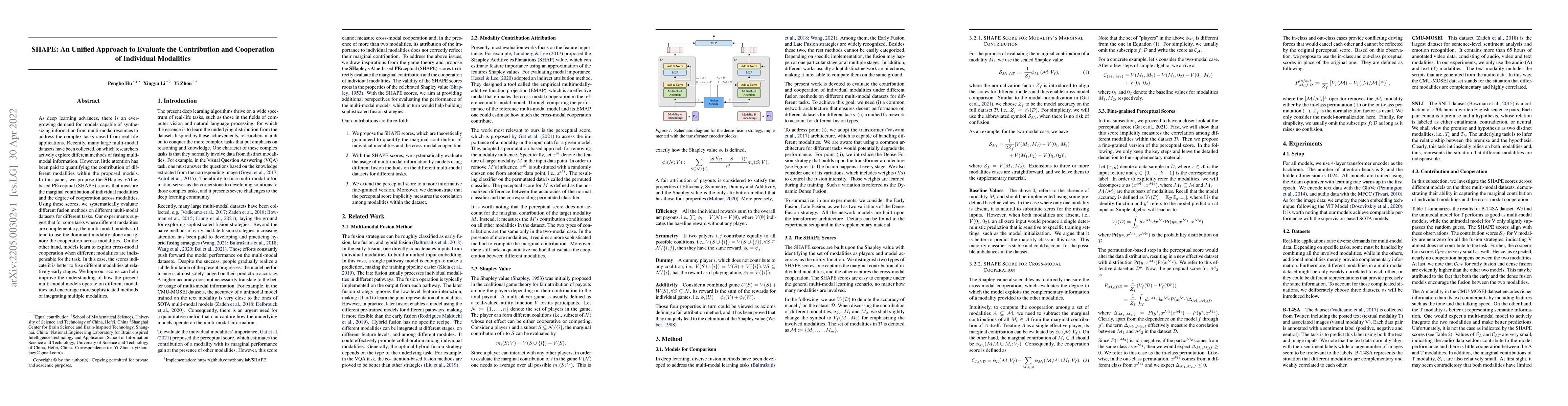 Thumbnail for SHAPE: An Unified Approach to Evaluate the Contribution and Cooperation
  of Individual Modalities