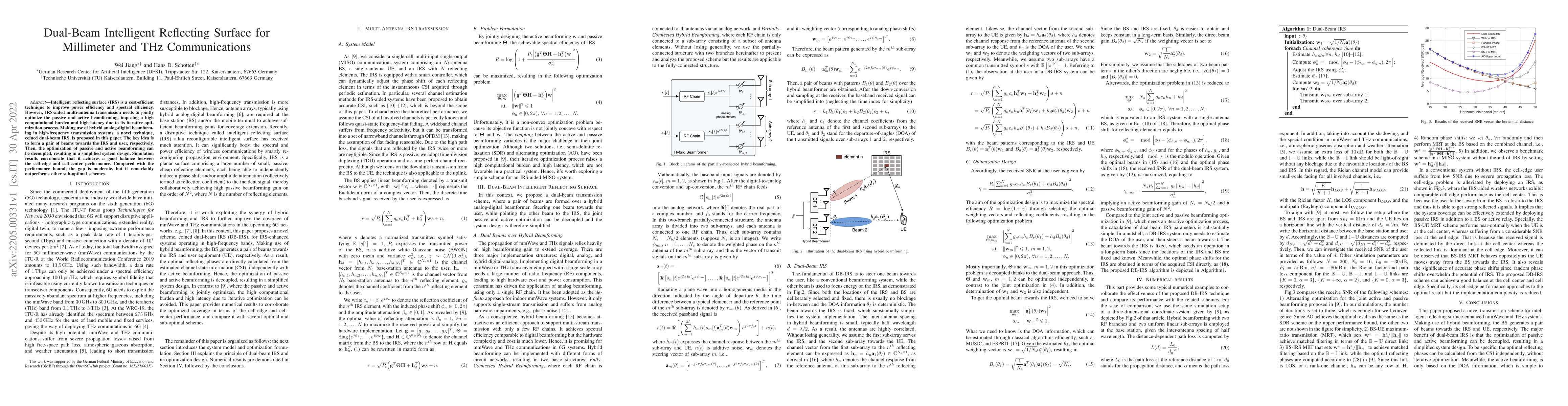 Thumbnail for Dual-Beam Intelligent Reflecting Surface for Millimeter and THz
  Communications
