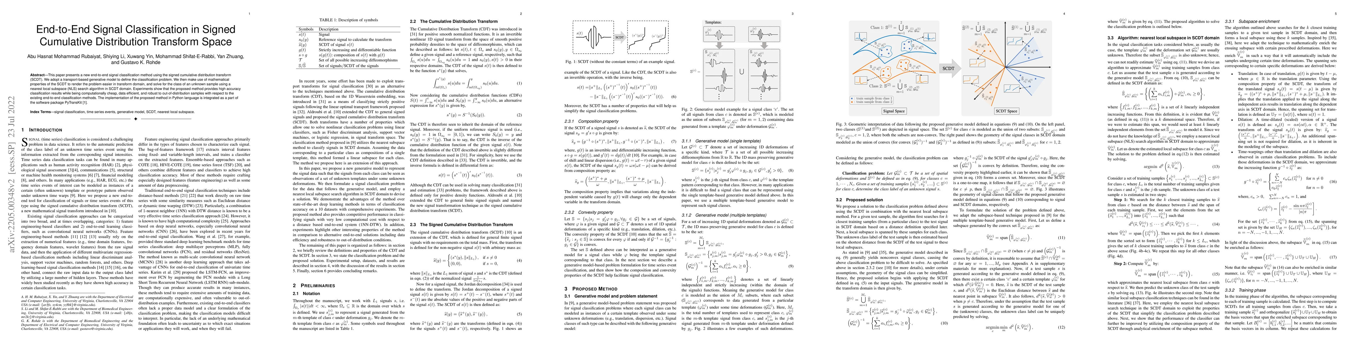 Thumbnail for End-to-End Signal Classification in Signed Cumulative Distribution
  Transform Space