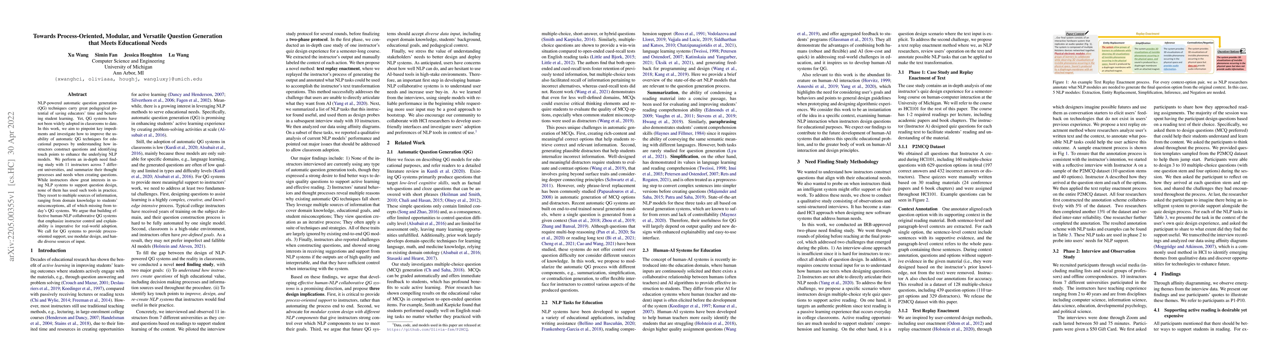 Thumbnail for Towards Process-Oriented, Modular, and Versatile Question Generation
  that Meets Educational Needs