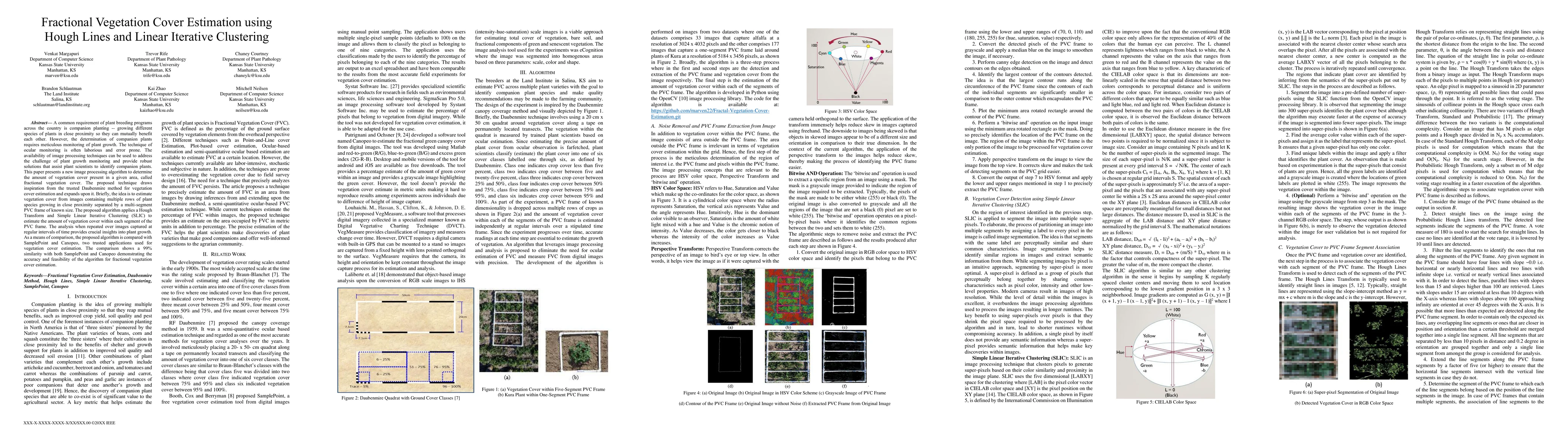 Thumbnail for Fractional Vegetation Cover Estimation using Hough Lines and Linear
  Iterative Clustering