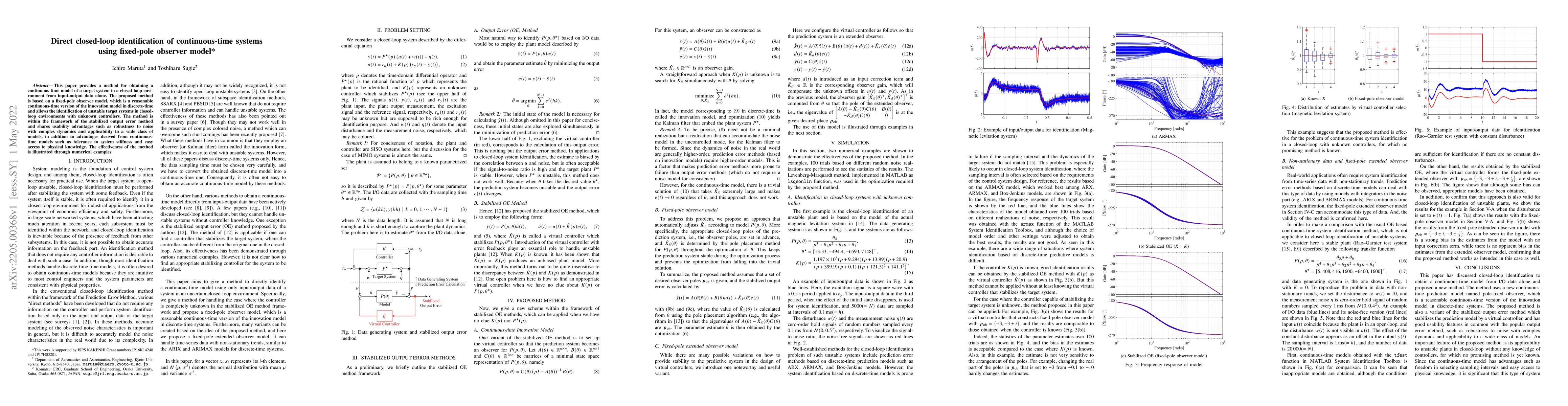 Thumbnail for Direct closed-loop identification of continuous-time systems using
  fixed-pole observer model